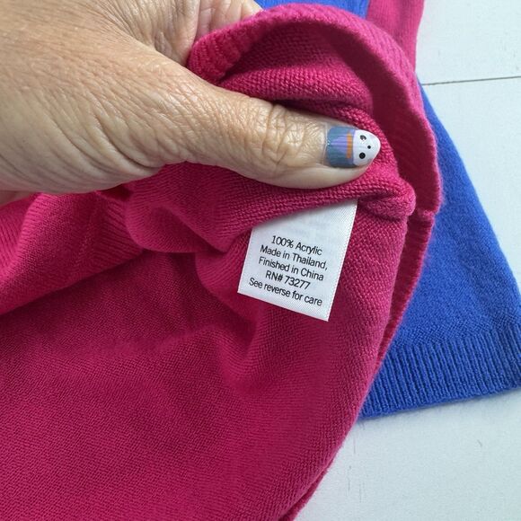 2 Croft & Barrow The Extra Soft V Neck Sweater Long Sleeves Pink Blue Womens XL - Picture 3 of 3